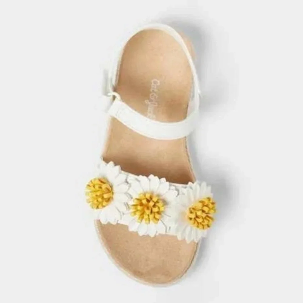 Baby Girl Sandals Cat & Jack Abbie Daisy White Size 5 New With Tags